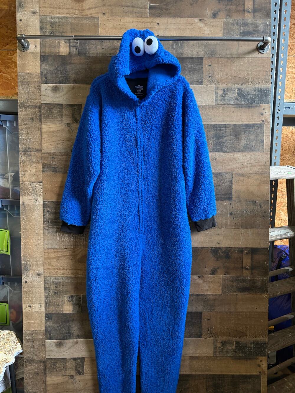 Sesame Street Cookie Monster Fleece Hooded Union Suit Costume - Adult 2XL
